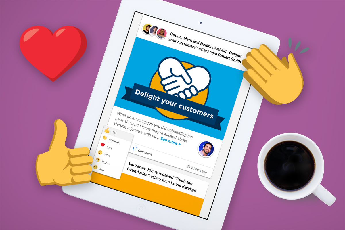 peer-to-peer recognition - social wall