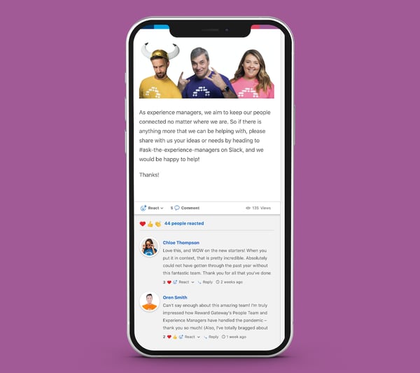 engagement platform mockup comments example